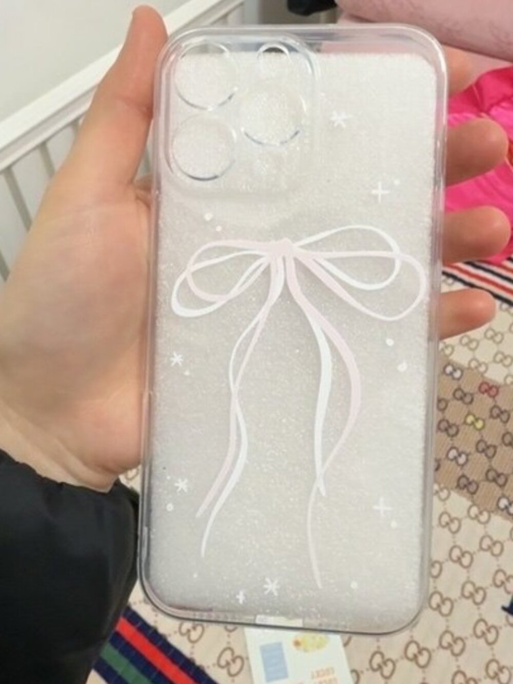 Glitter Bow Clear Case for iPhone | Girly Sparkle Design